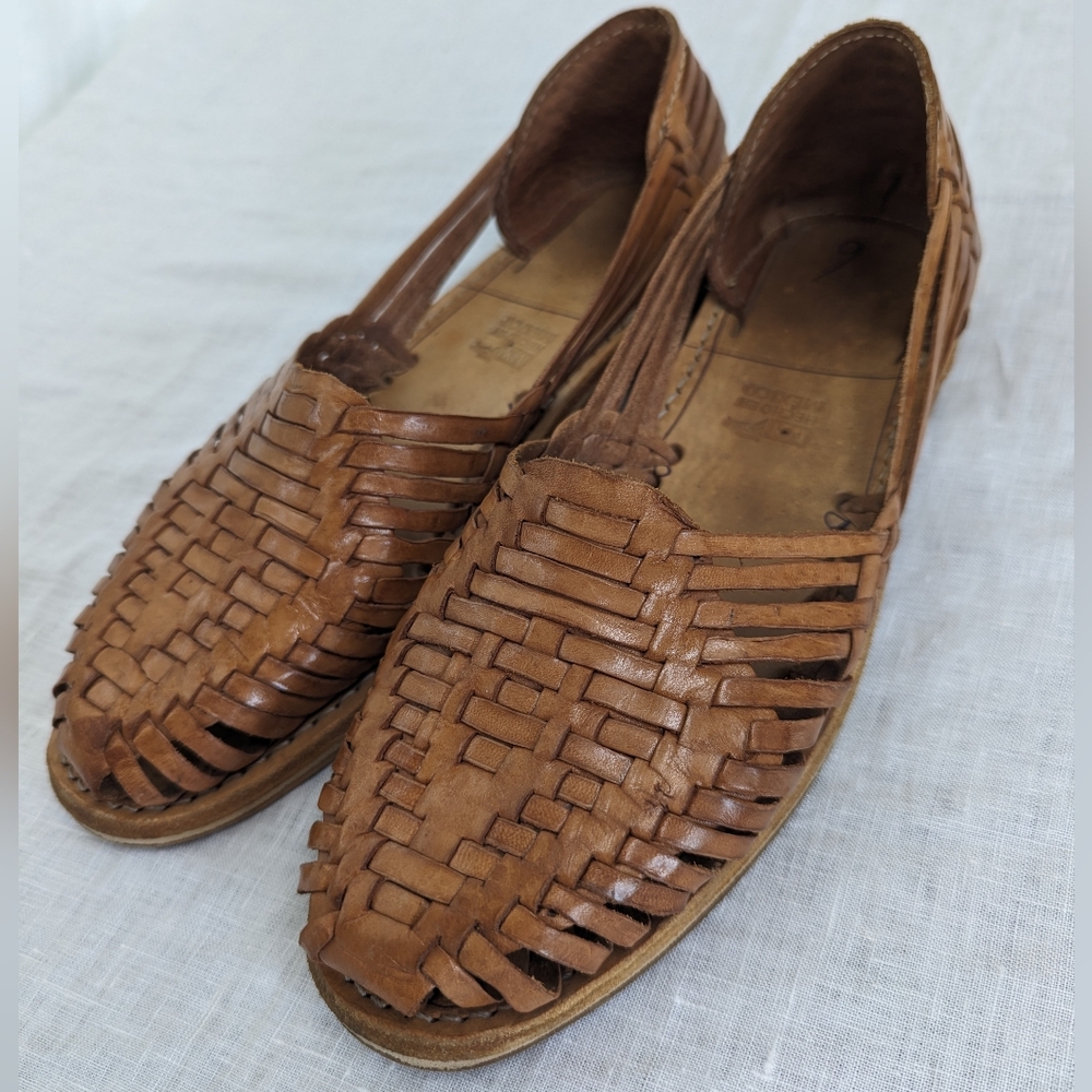 Huarache Sandals, leather, made in Mexico, women's size 9
